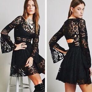 Free People Elegant Black Lace Dress